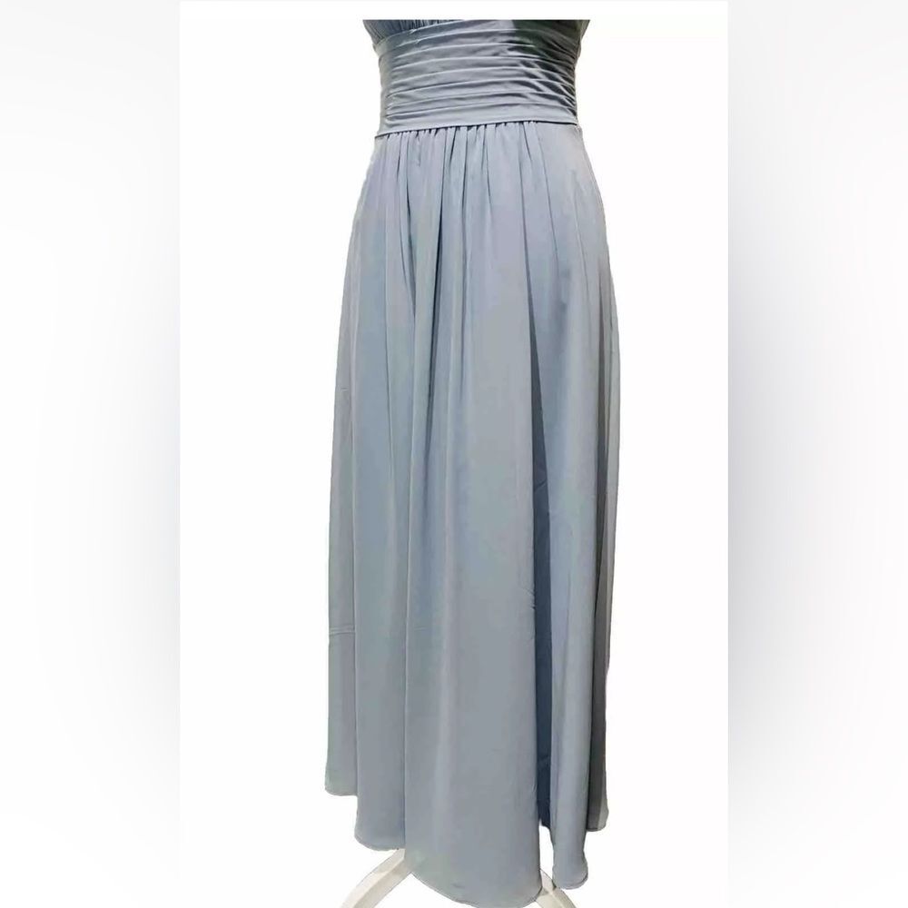 Azazie maxi dress bridesmaids wedding party blue gray formal wear fairy women A0 - Picture 4 of 9